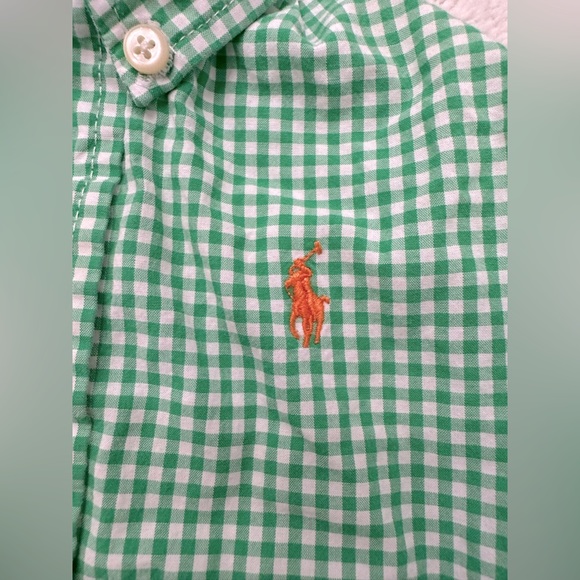 RALPH LAUREN BABY BOYS GREEN/ WHITE BUTTON DOWN SHIRT 18month - Picture 3 of 4
